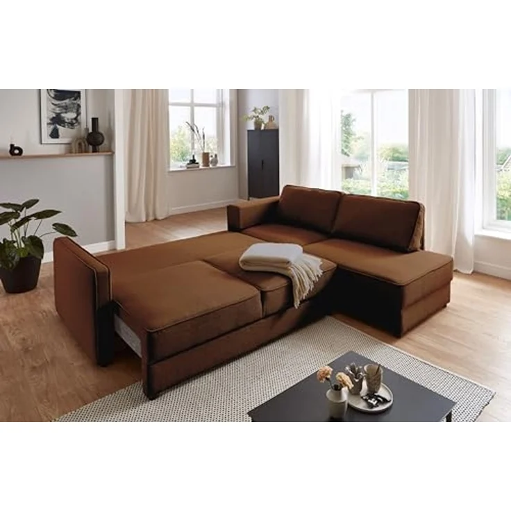 ATLANTIC home collection Eckgarnitur Chill, inkl. Schlaffunktion (ca. 135x230 cm), inkl. Bettkasten, frei im Raum stellbar, Wellenunterfederung, Ecke rechts – Bild 5