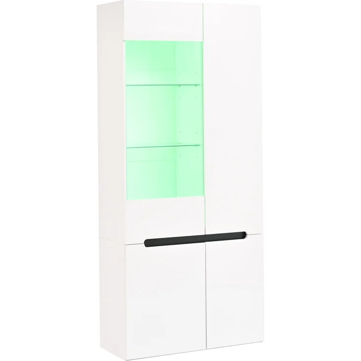 ZUBALIYA Vitrine 80x35 cm mit LED-Beleuchtung mit Sicherheitsgeländer in Weiß, ideale Lösung für kleine Räume, robuste Verarbeitung, langlebige Materialien, einfache Selbstmontage – Bild 17