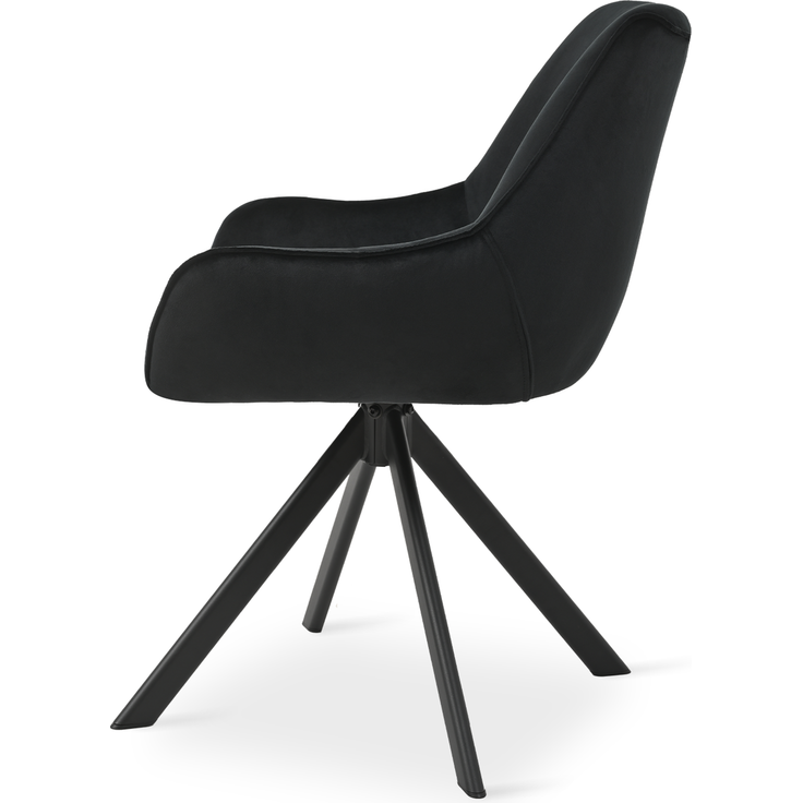 GOEURVANT 1178 Esszimmerstühle 6er-Set mit Armlehnen, 360° Drehbar, Samt - Schwarz – Bild 6