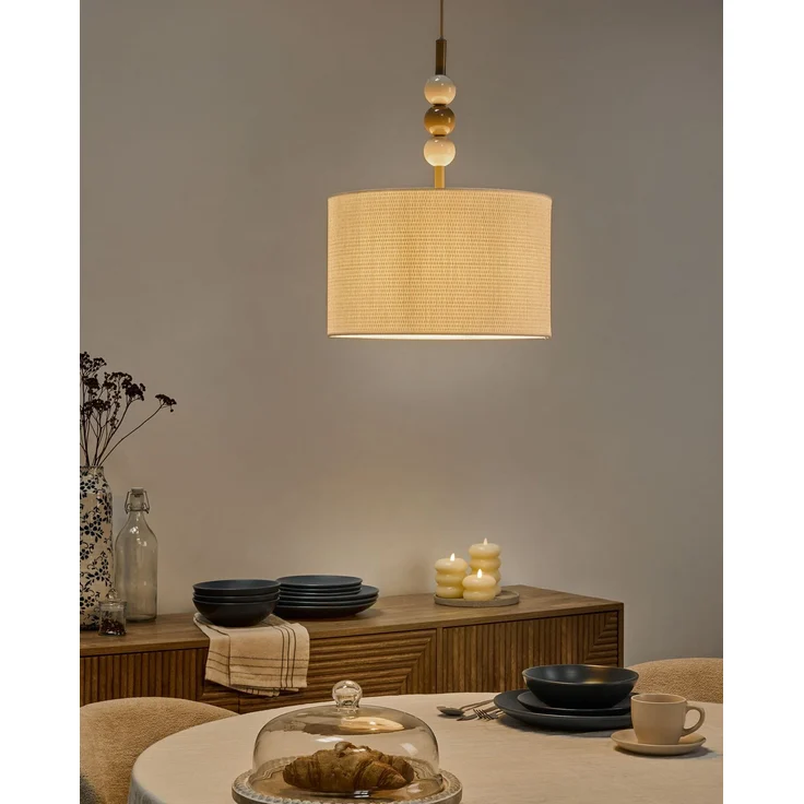 Hängeleuchte LOKY Metall Weiß Beige – Bild 3