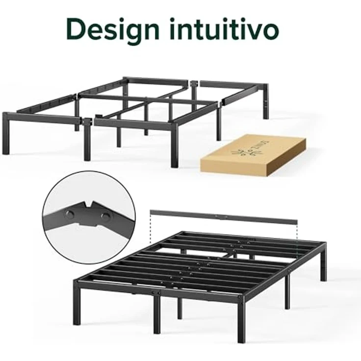 Zinus Elias Bett 160x190 cm – Bettgestell 36 cm hoch mit Stauraum unter dem Bett – Plattformbett aus Metall – Schwarz – Bild 5