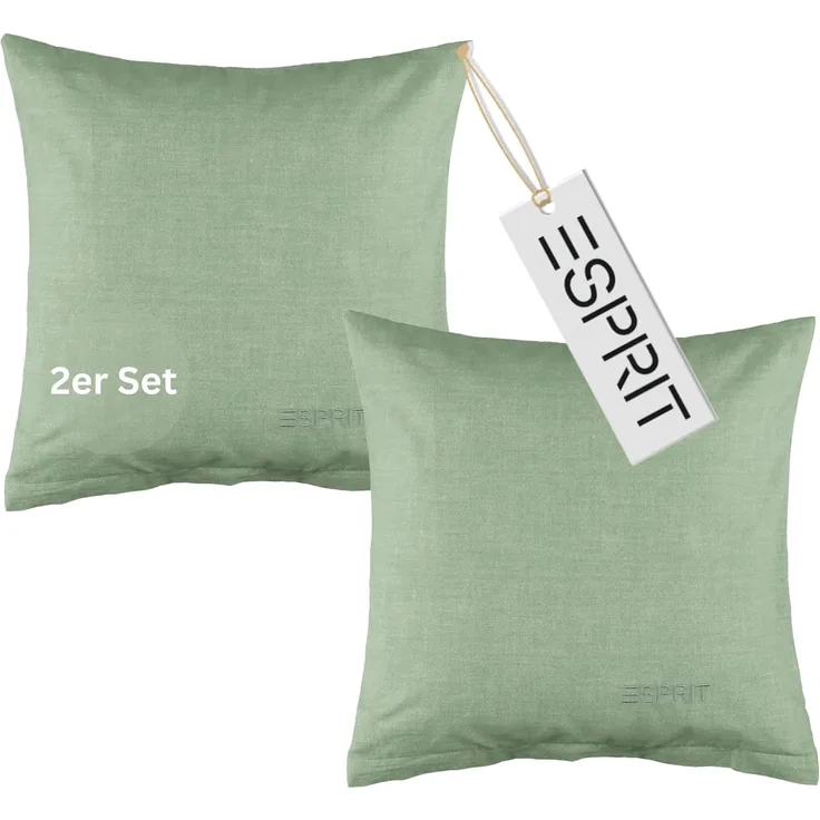 Esprit Bettwäsche HARP Renforcé Kissenbezüge und Bettwäsche, Baumwolle, 2 teilig, 40 x 40 cm 2er Pack in Grün