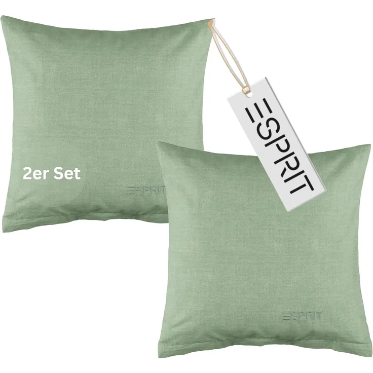 Esprit Bettwäsche HARP Renforcé Kissenbezüge und Bettwäsche, Baumwolle, 2 teilig, 40 x 40 cm 2er Pack in Grün