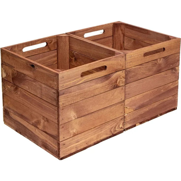 Kistenkolli Altes Land Allzweckkiste 2er set Holzkiste Vintage Ocker passend für Kallax und Expeditregale (Spar-Set, 2er Set)