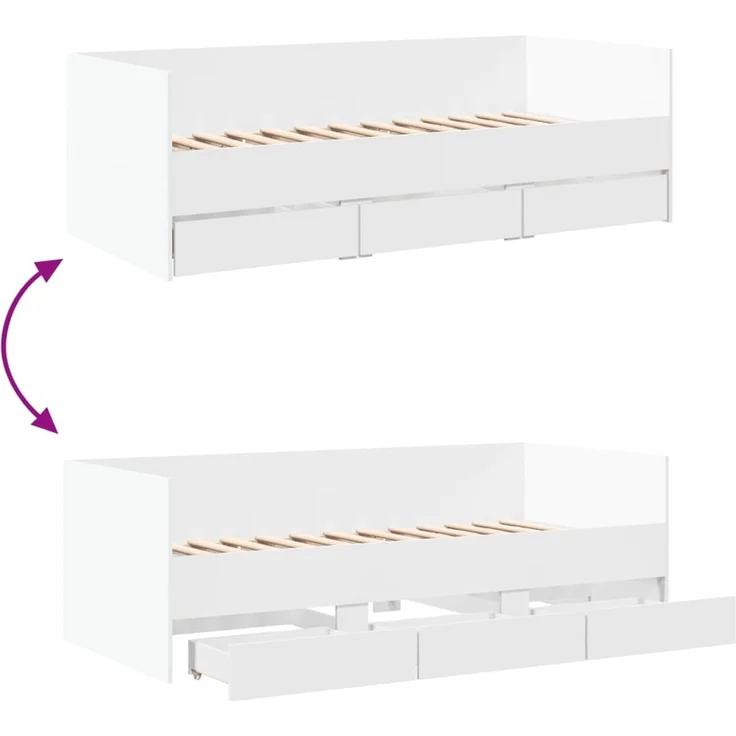 vidaXL Tagesbett mit Schubladen ohne Matratze Weiß 75x190 cm 3280832 – Bild 8