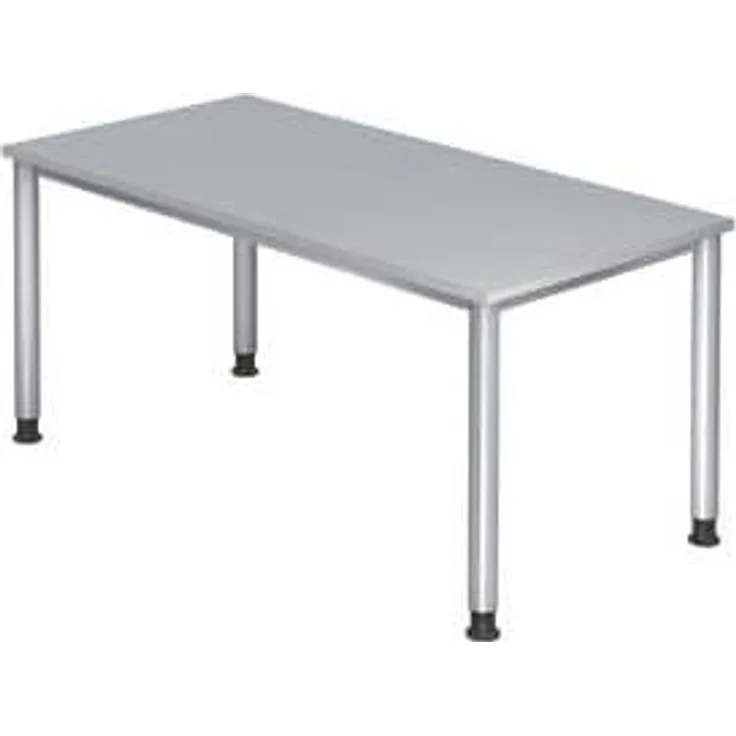 Schreibtisch HS16 4-Fuß rund 160x80cm Grau Gestellfarbe: Silber