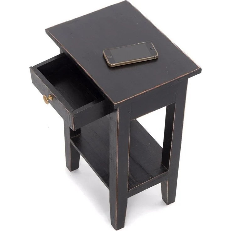 DESIGN DELIGHTS 'Planta' Beistelltisch mit Schublade, 52x34cm (HxB), Voodoo-Schwarz – Bild 3