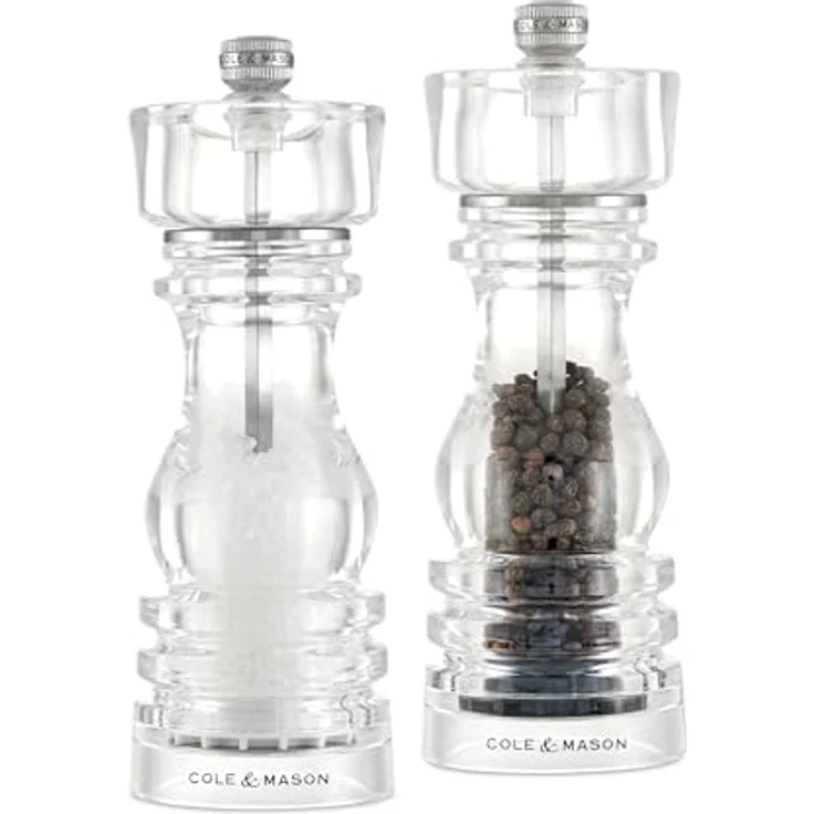 Cole & Mason H233107 Salz- und Pfeffermühlen-Set Transparent Acryl Pfeffer Salz 180 mm – Bild 2