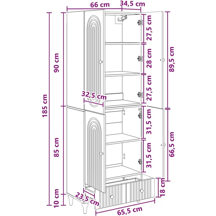 vidaXL Schrankset 2 pcs 66 x 34,5 x 95 cm Holzwerkstoff 3416436 – Bild 8