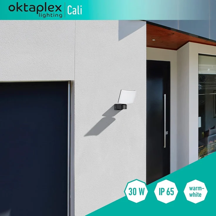 Oktaplex lighting LED Außen-Wandleuchte Oktaplex Cali Außenstrahler 3000K 30W, Diffusor, LED fest integriert, Warmweiß, Außenstrahler LED anthrazit Außenlampe Flutlichtstrahler – Bild 3
