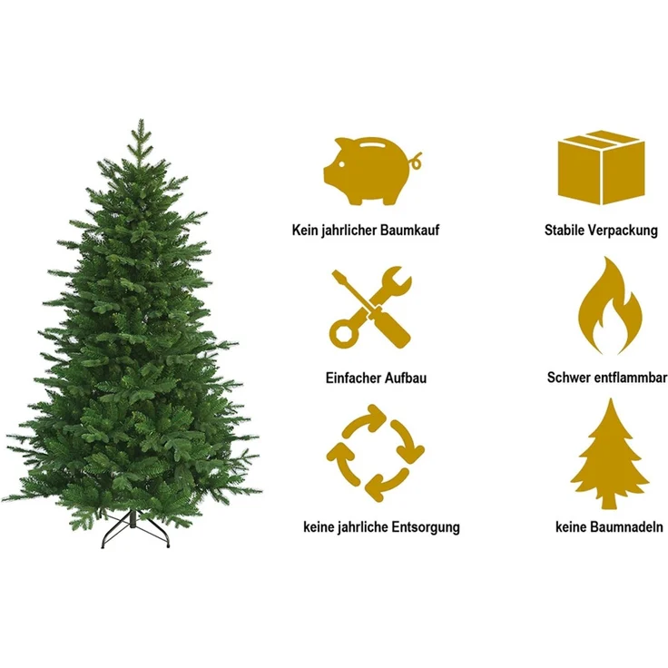 HXT 23005 180 cm künstlicher Weihnachtsbaum inklusive Metallständer, exklusiv & hochwertig, schwer entflammbar – Bild 2