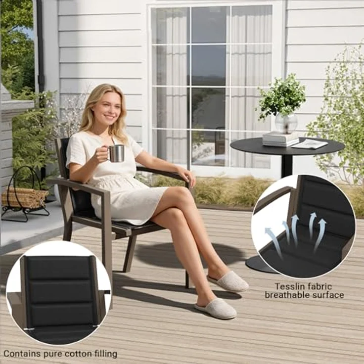 JUMMICO Gartenmöbel 6 Personen Set stapelbar mit Textilpolster & einfach Montiert, Aluminium, Hellgrau – Bild 6