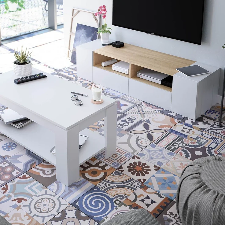 Calicosy 'AMBIT' Couchtisch mit hochklappbarer Tischplatte L102 cm - Weiß – Bild 9