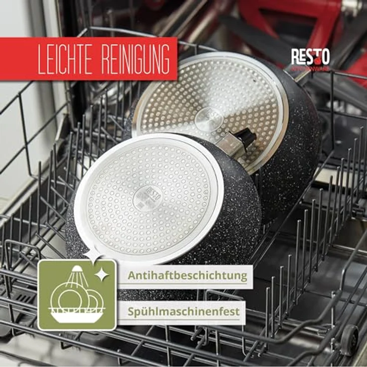 RESTO Kitchenware Bratpfanne Leo, Wokpfanne mit vierschichtiger Marmor-Antihaftbeschichtung, Aluminium (1-tlg), mit einem abnehmbaren Griff - backofenfest, spülmaschinenfest – Bild 8