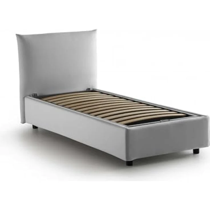 Talamo Italia - Einzelbett Marina, Bettkasten mit Stoffbezug, 100 % Made in Italy, seitliche Öffnung, geeignet für Matratzen 80 x 190 cm, Weiß – Bild 3