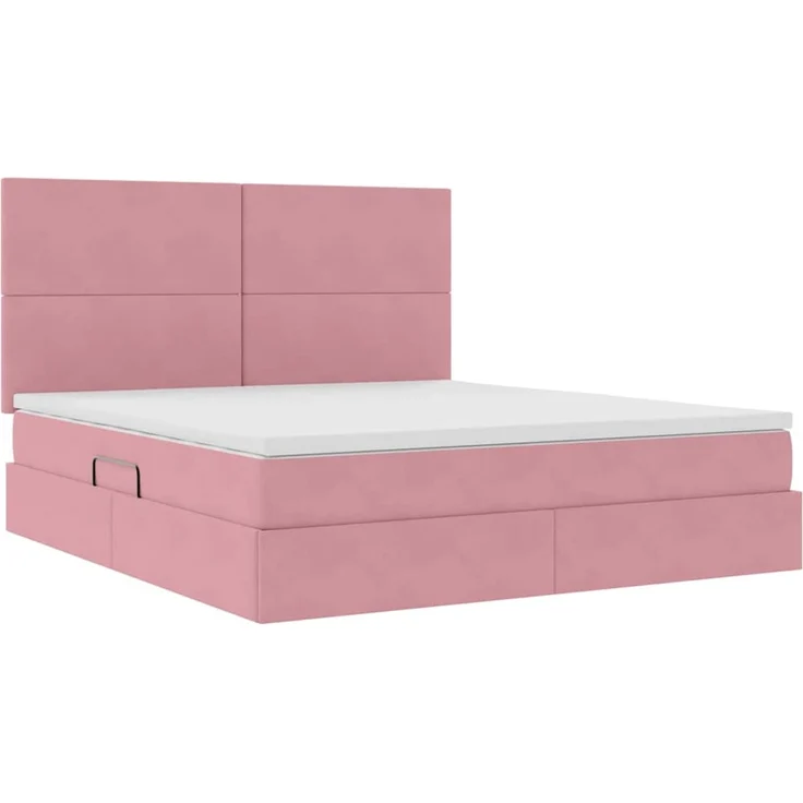 vidaXL LED-Speicherbett mit Matratze Rosa 180 x 200 cm Samt 3372626 – Bild 6