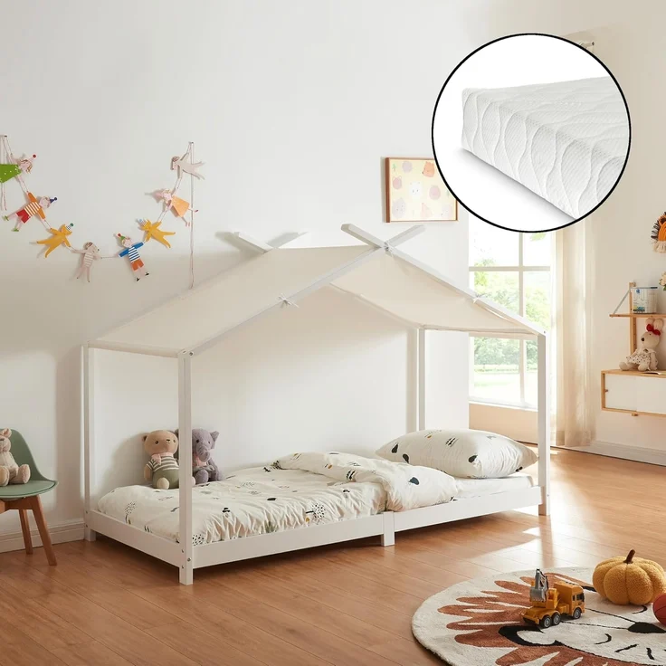 Kinderbett Brome mit Matratze 90x200 cm Weiß [en. casa] – Bild 4