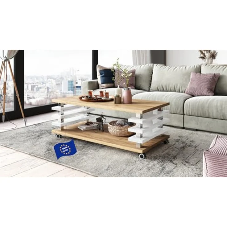 designimpex Couchtisch DC-3 Design Wohnzimmertisch Tisch mit / ohne Rollen – Bild 2