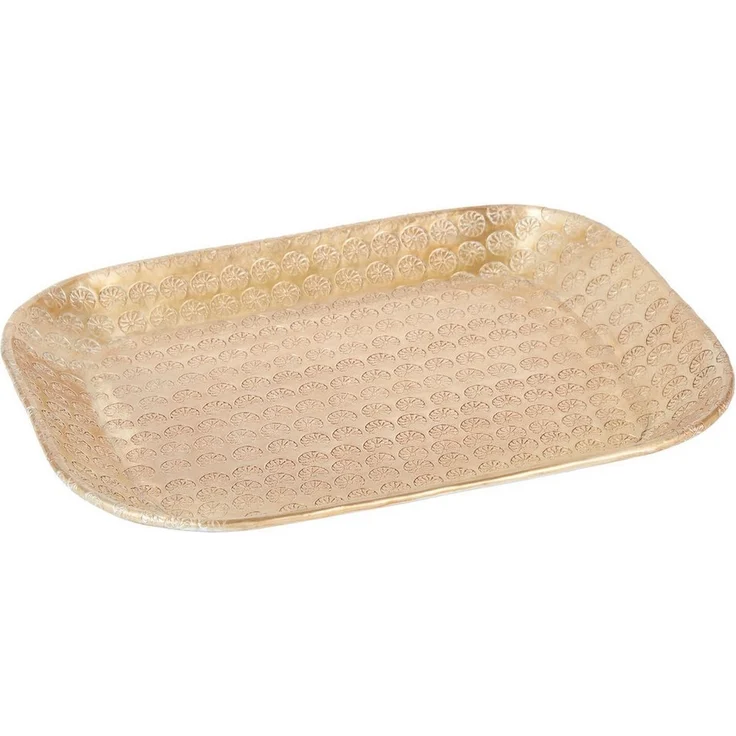 Marrakesch Orient & Mediterran Interior Dekotablett Tablett Kerzentablett Skandinavisch Janshir Gold 28cm Eckig, Handarbeit – Bild 5