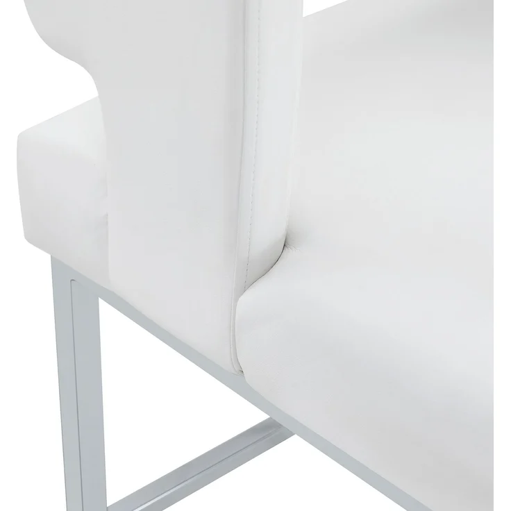 2er-Pack-Barstühle im nordischen Stil mit modernem quadratischem Design, silbernen Metallbeinen und einem leichten und bequemen Set. Erhältlich in mehreren Farben.--Weiß+Silber--91.4x53.3x48cm--YOUDENOVA – Bild 8