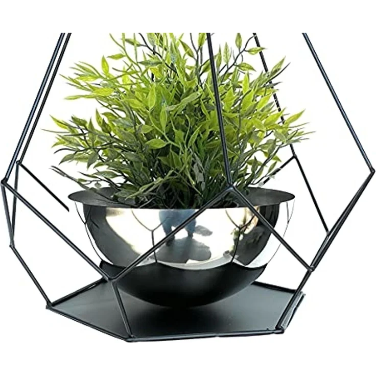DanDiBo Blumenampel Innen Metall Wand Hängepflanzen 76 cm 96095 L mit Topf 6 Ecken Pflanzenhänger Blumenhänger Topfhänger Blumen Blumentopfhänger Hängetopf – Bild 5