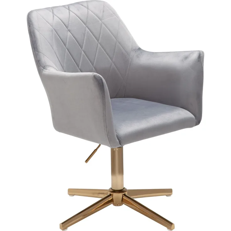 Schreibtischstuhl Samt Design Drehstuhl mit Lehne | Schalenstuhl 120 kg Höhenverstellbar | Arbeitsstuhl ohne Rollen | Stuhl Schreibtisch Home-Office Drehbar blau
