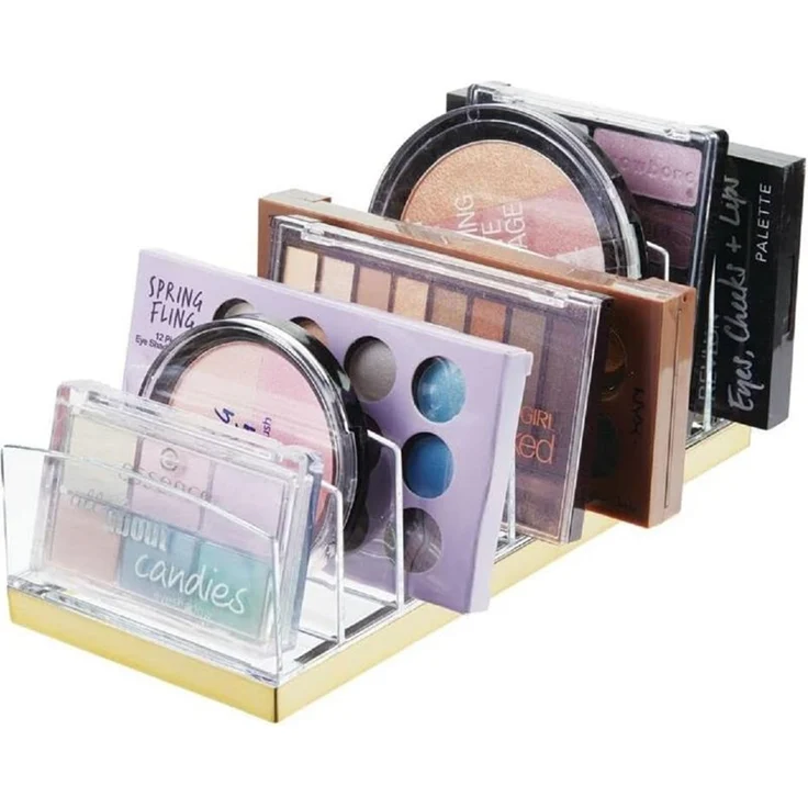 mDesign Kosmetik Organizer Aufbewahrung 9 Fächer Make-up Transparent/Messing – Bild 5