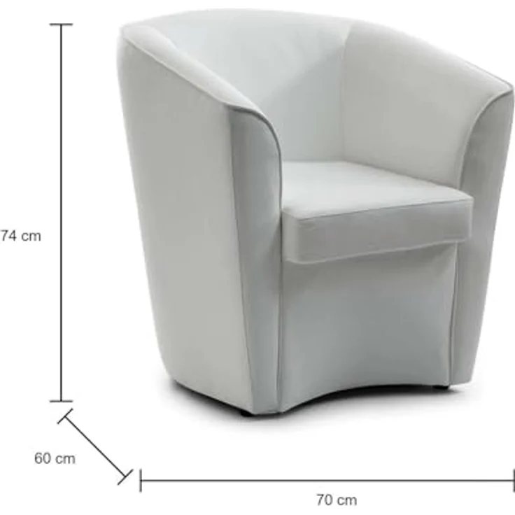 Talamo Italia - Lounge-Sessel Annaluna, Lounge-Sessel, 100% Made in Italy, Relaxsessel aus Kunstleder, Cm 70x60h74, Weiß – Bild 3