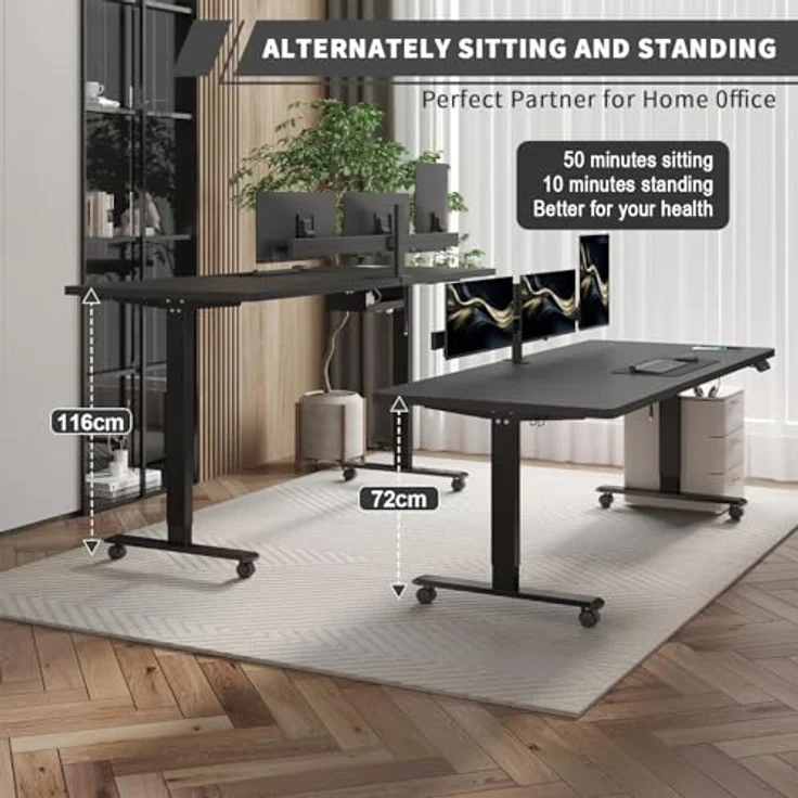 JUMMICO Schreibtisch höhenverstellbar mit 4 Memory-Funktionen, Schwarz, 120x80 cm – Bild 4