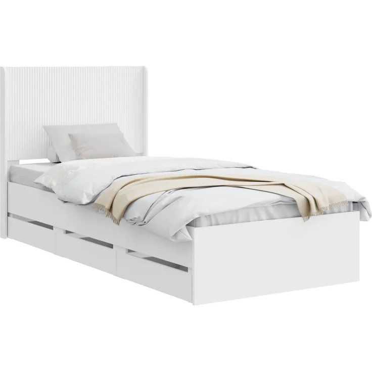 vidaXL Bettgestell mit Stauraum und Kopfteil Weiß 100 x 200 cm 3413971 – Bild 2