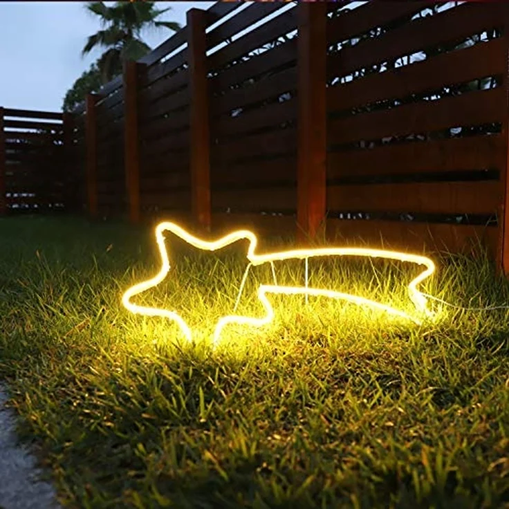 Salcar LED-Lichterkette 70cm 240er LED Neonlicht Stern Außen Sternschnuppe Weihnachtslicht, Fenster LED Lichterkette Garten Weihnachtsdeko Warmweiß – Bild 4
