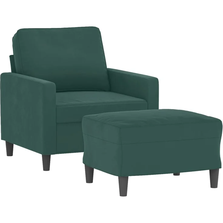 vidaXL Sessel mit Hocker Dunkelgrün 60 cm Samt 3201047 – Bild 2