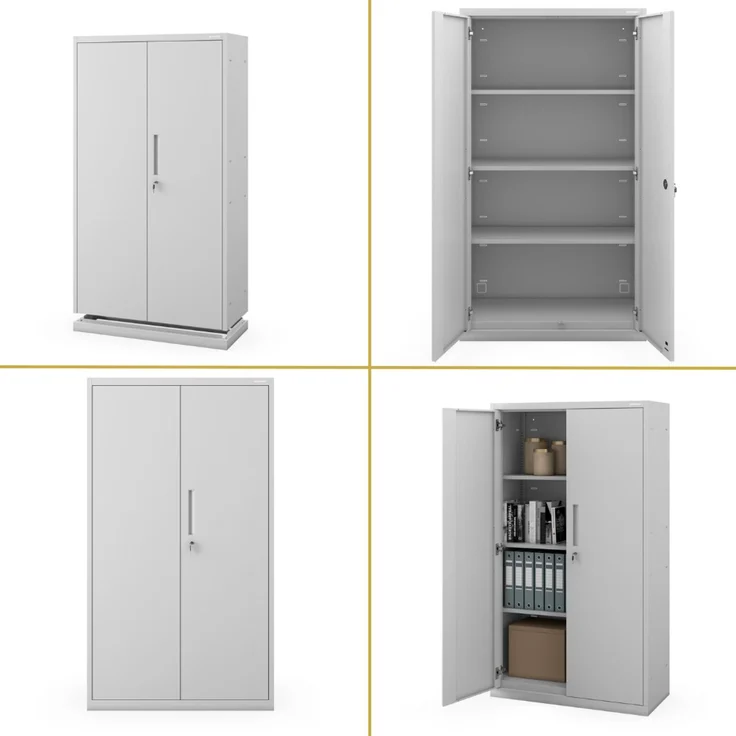 Metallschrank mit Sockel RUEL - 160x90x40cm Grau | Büroschrank Aktenschrank Stahlschrank Fachbodenschrank Werkstattschrank – Bild 7