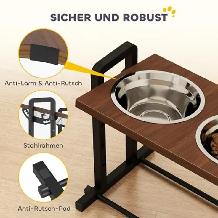 PawHut Futternapf Hundenapf, Edelstahl, Verstellbare Höhe und Neigung – Bild 6
