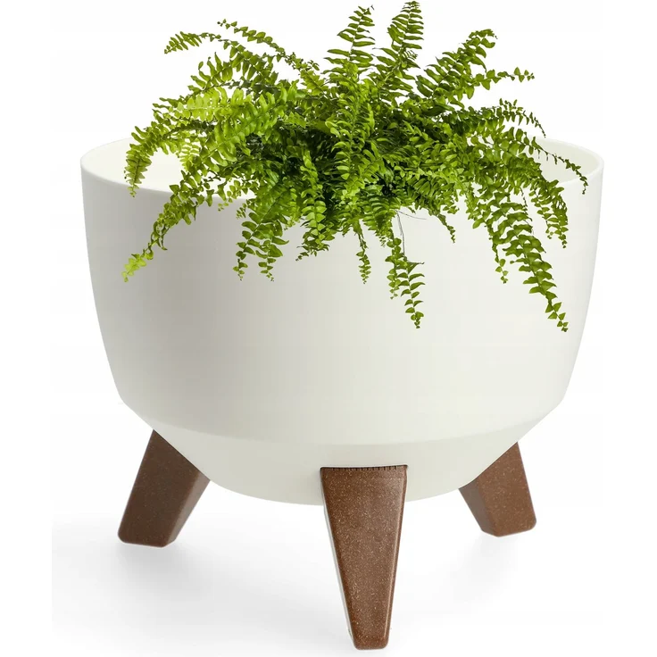 KADAX Blumentopf Blumentopf 24 cm Abdeckung + Einsteckbeine Blumenständer weiß – Bild 7