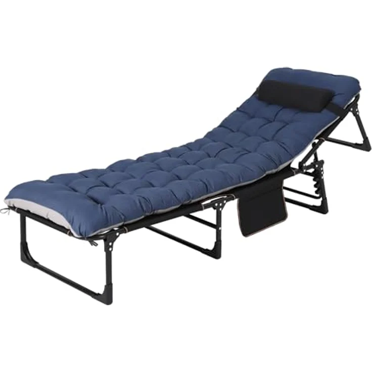 GarveeLife Klappbar Sonnenliege Gartenliege Klappbett, Liegestuhl Gästebett Mit Matratze, Tragbare Relaxliege Für Balkon, Garten, Kann Als Campingbett, Bis 400LB Belastbar – Bild 1