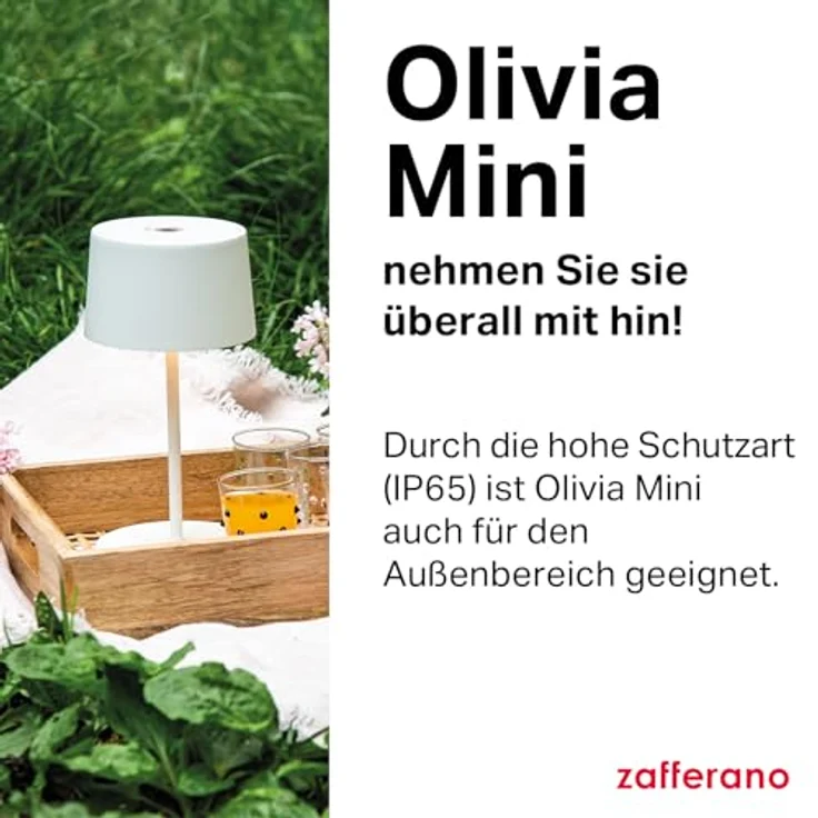 Zafferano, Olivia Mini Lampe, Tragbare und Wiederaufladbare Tischlampe mit Touch Control, Geeignet für Wohnzimmer und Außenbereich, Dimmer, 2200-3000 K, Höhe 22 cm, Farbe Dunkelgrau – Bild 4