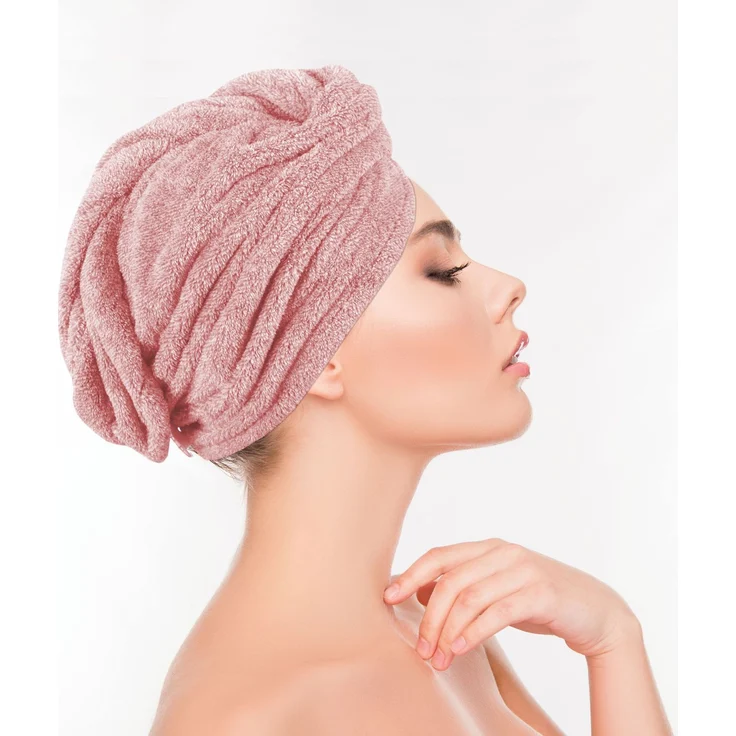 Haarturban ( Rosa ) Cozy mit Knopf - 25x65cm ( One SIze ) Superweich Flauschig - Saugstark, Handtuch Haare Turban Haarhandtuch Schnelltrocknend – Bild 5