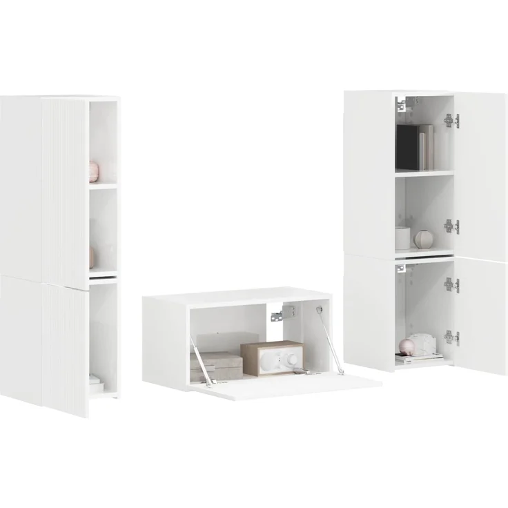 vidaXL TV-Schrankset 5 pcs Hochglanz Weiß Holzwerkstoff 3409100 – Bild 3