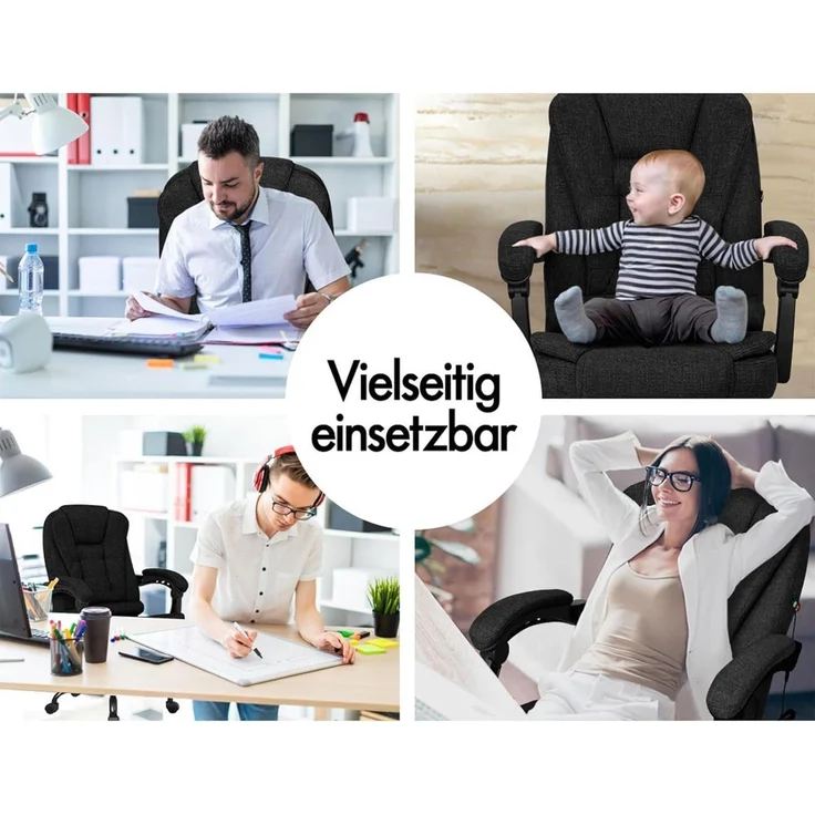 ALFORDSON Bürostuhl Gaming ergonomisch Schwarz Lordosenstütze Massage – Bild 7