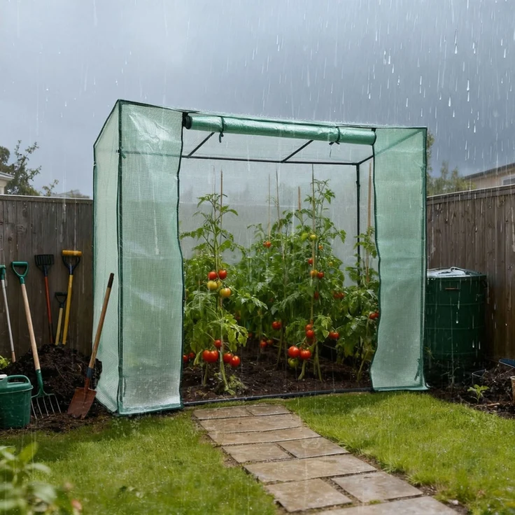 Home Nature Wohnkonzept Tomatengewächshaus Gewächshaus 171,5 × 79,5 × 204 cm – Foliengewächshaus für Balkon und Garten – Stabil, Winterfest, Grün – Bild 5