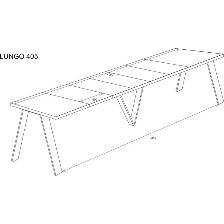 Endo-Moebel Esstisch Lungo XXL 130-405 cm, Metallgestell, ausziehbar, erweiterbar, riesiger Kulissentisch, 4m, extra lang und groß, stabil – Bild 3