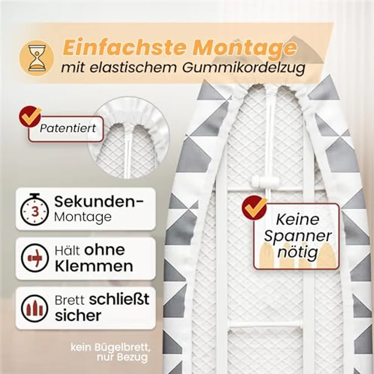 Arteneur Bügelbrettbezug, Made in Germany, OEKOTEX100, Zubehör für alle Bügeltische dank 5 Größen, Vergleichssieger, Hitzereflektierend, Gummizug – Bild 6