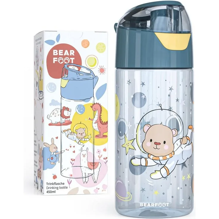 BEARFOOT Trinkflasche Trinkflasche Kinder leichte Wasserflasche - Astronaut Bär