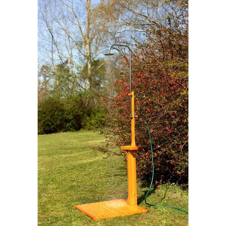 Gartendusche aus geöltem Kiefernholz mit verzinktem Eisen 75x75x221cm Dusche Garten – Bild 3