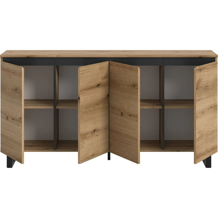Sideboard B/H/T: 160x84x36 cm in Evoke Oak Nachbildung und schwarz – Bild 3