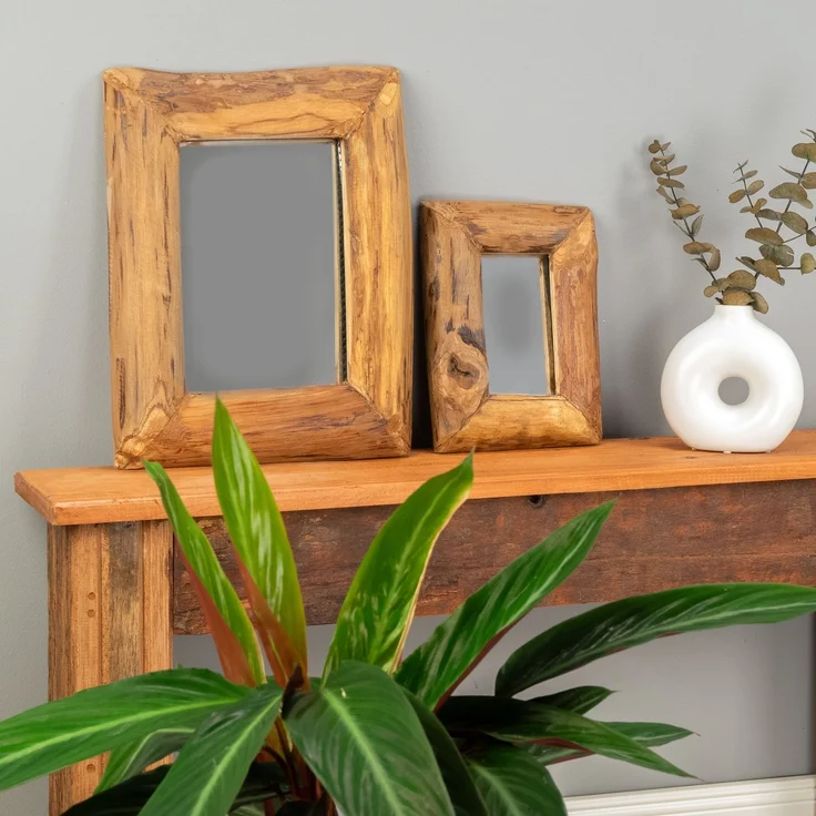 CREEDWOOD Wandspiegel HOLZ WANDSPIEGEL "BASE C", 25x20cm, Massivholz, Natur Holzspiegel – Bild 7