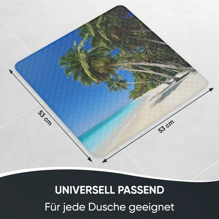 Sanilo Duschmatte, mit Motiv, rutschfest, waschbar, quadratisch, 230 extra starke Saugnäpfe, Kunststoff PVC, 53 x 53 cm, Karibik – Bild 3