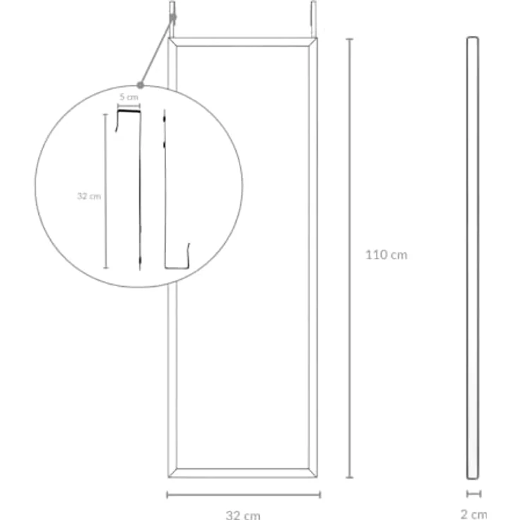EDAXO Türspiegel Aina, Schwarz, 36x110 cm, stoßfestes Glas, einfache Montage für Türen – Bild 4