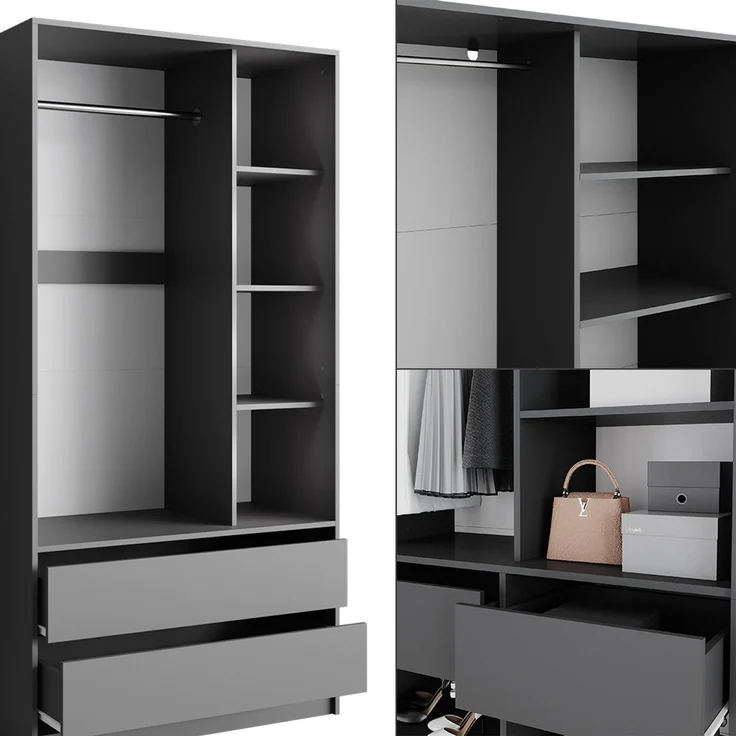 Kleiderschrank Elmo Anthrazit 200 x 200 cm 2er Set Vicco – Bild 6